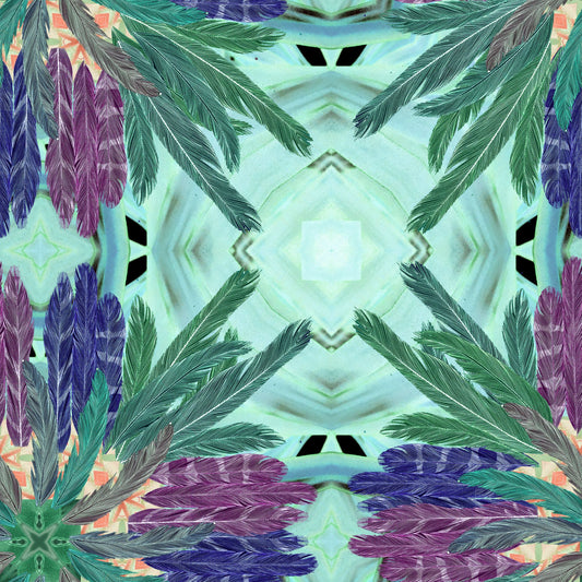 Feather Design Fabric - Repeat Multi Colour