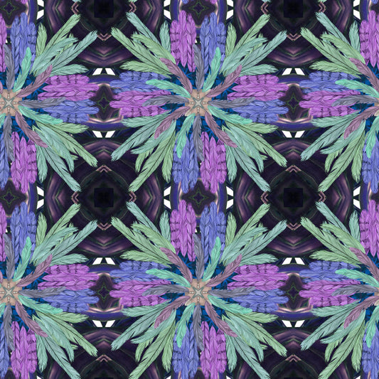 Feather Design Fabric - Repeat Purple