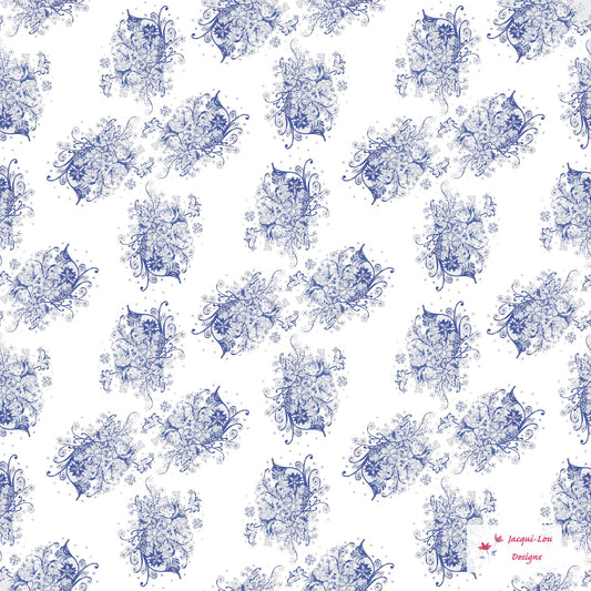 Floral Design - JE Painted Floral Cream Blue by Jacqui Lou Designs