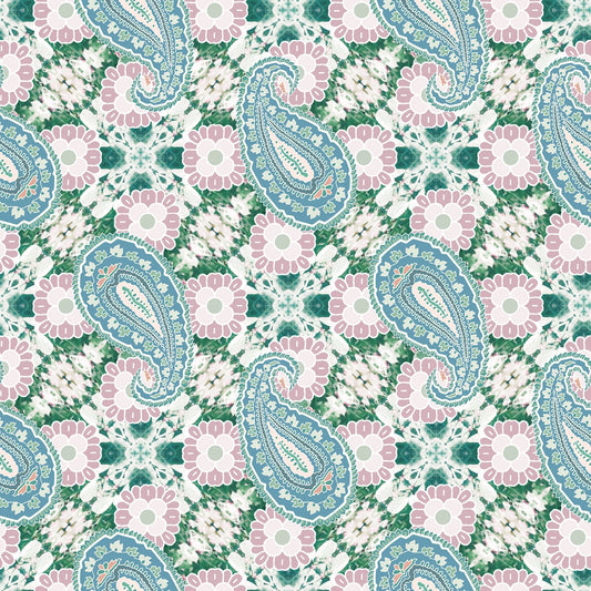 Paisley Design Fabric - Mosiac Pink Green