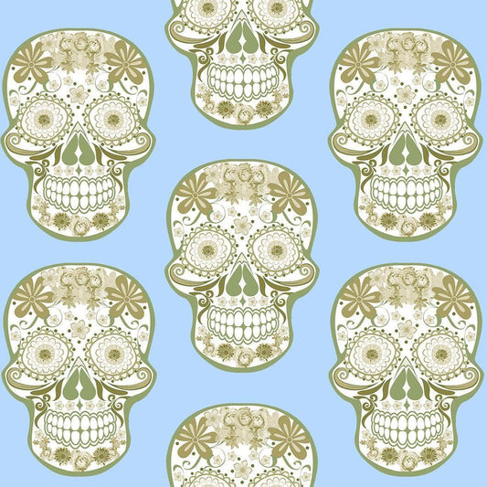 Skull Design Fabric - Antique