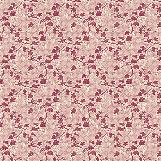 Toile Design Fabric - All Over Leaf Pink