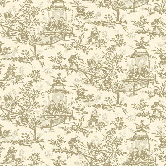 Toile Design Fabric - Garden Cream Neutral