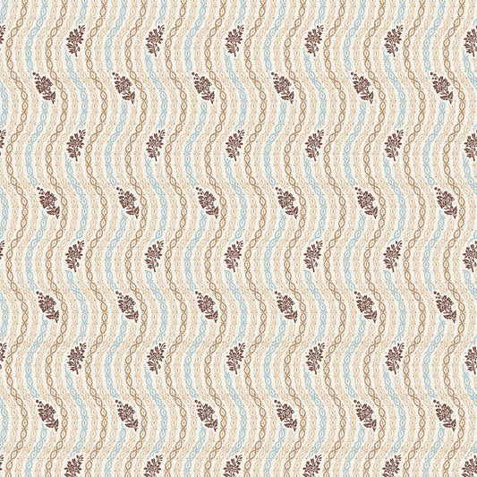 Toile Design Fabric - Leaf Wave