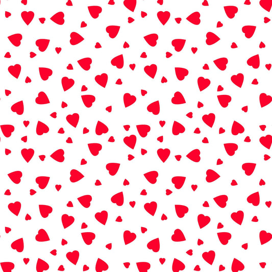 Valentines Design Fabric - Hearts Red