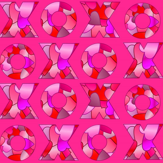 Valentines Design Fabric - Hugs & Kisses Block