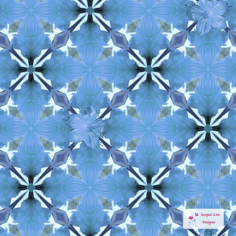 Floral Design - JE Blue Flower Mosaic by Jacqui Lou Designs