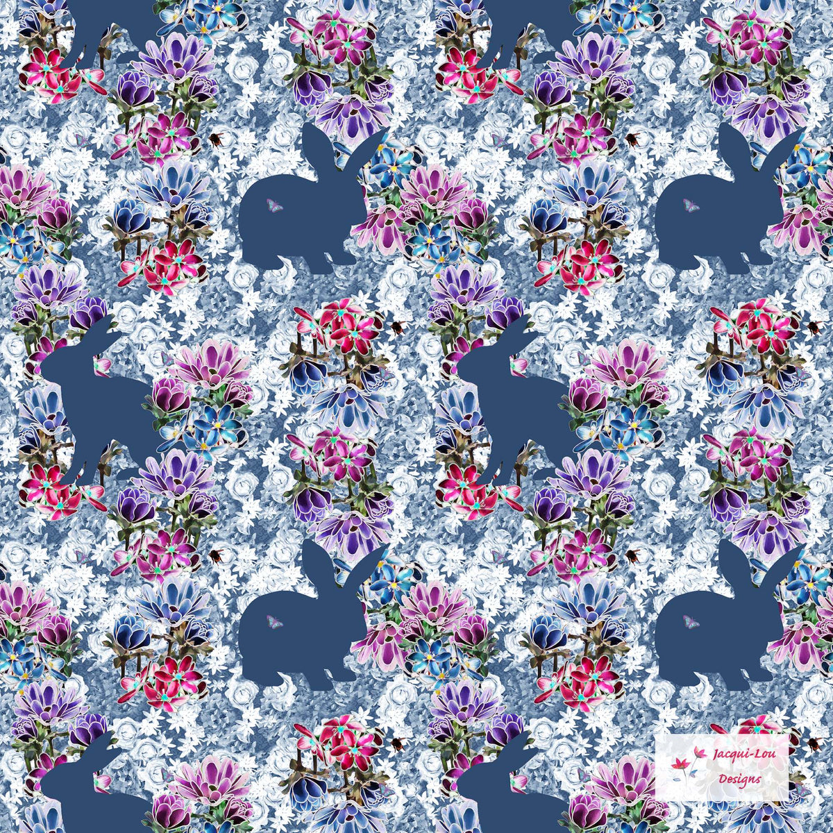 Animal Design - JE Bunnies and Flowers by Jacqui Lou Designs