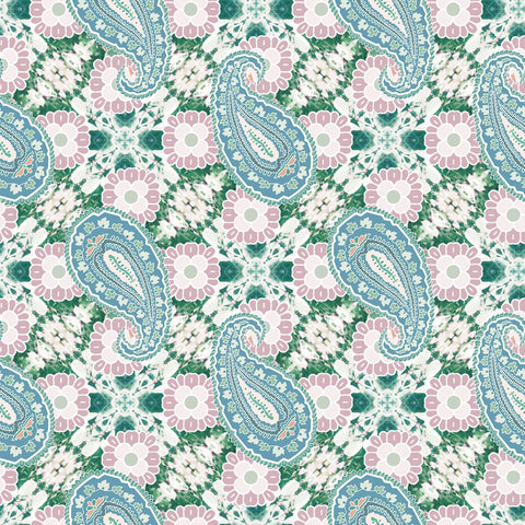 Paisley Design Fabric - Mosiac Pink Green