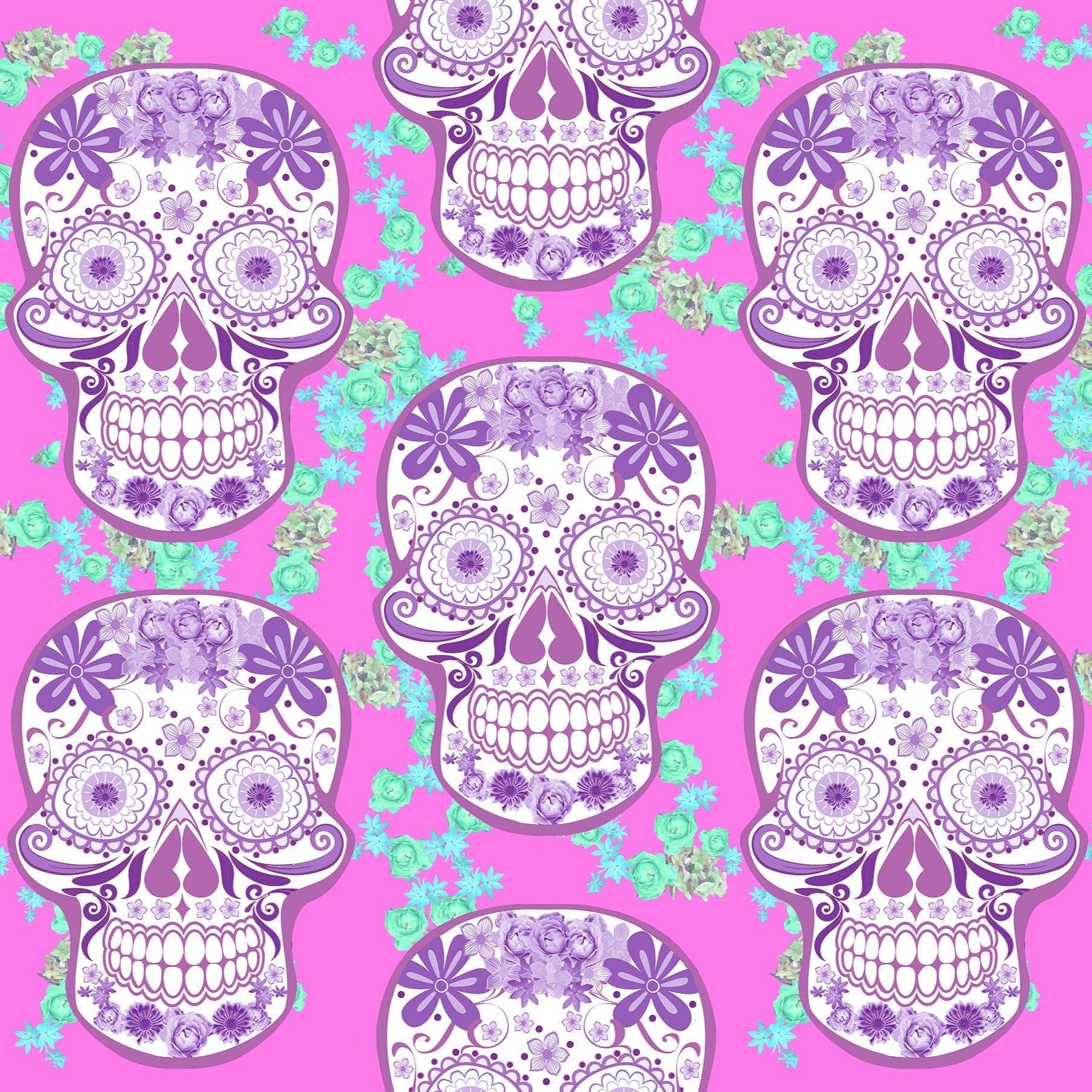 Skull Design Fabric - Pink