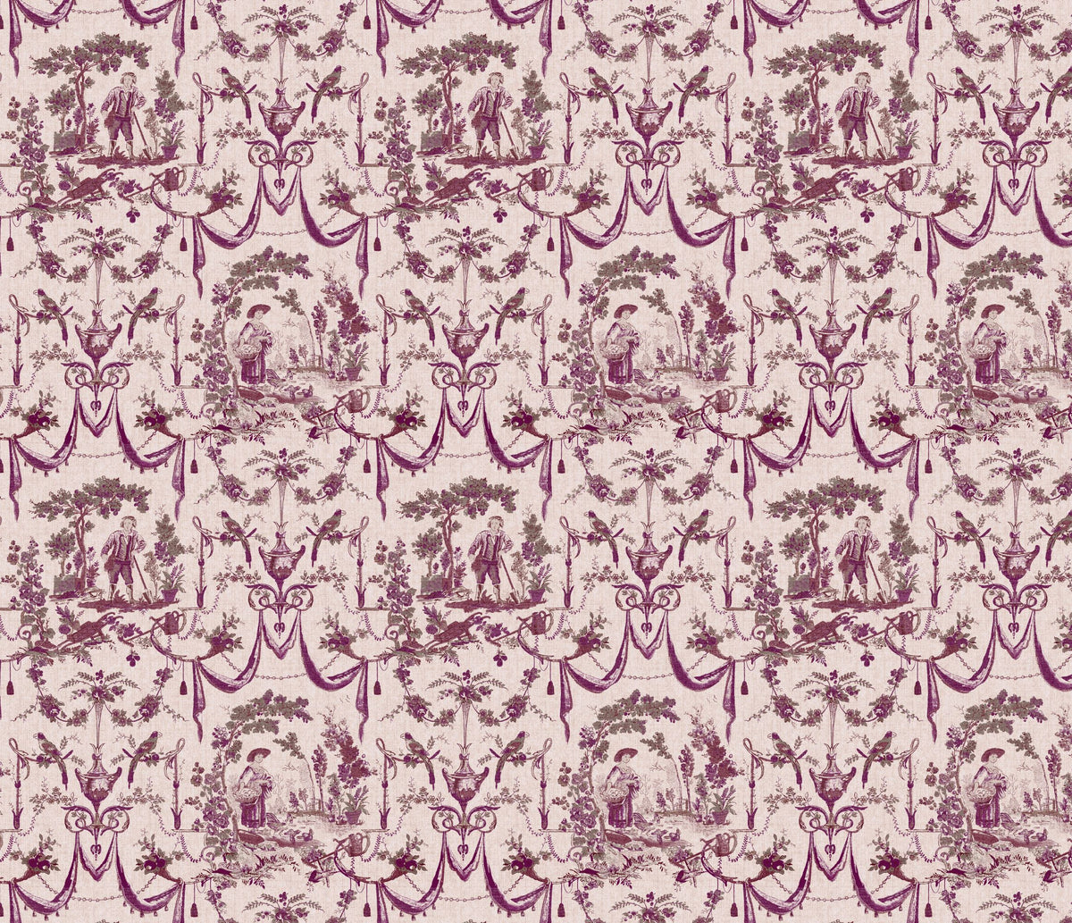 Toile Design Fabric - Gardener Pink