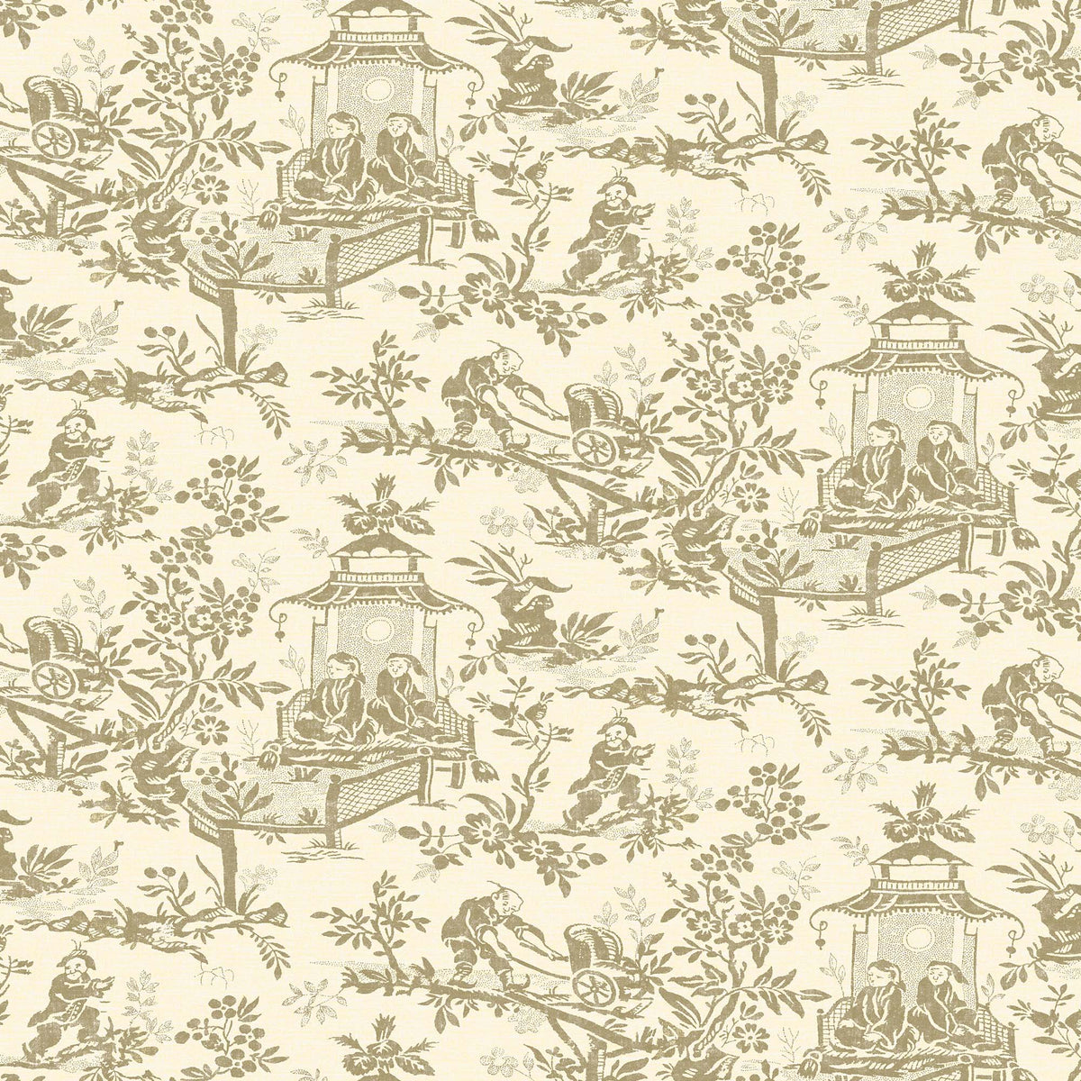 Toile Design Fabric - Garden Cream Neutral
