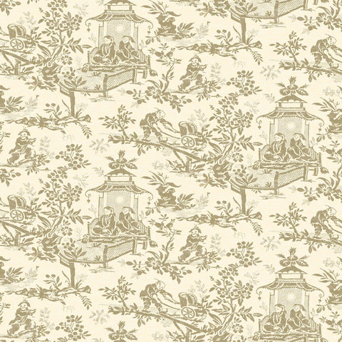 Toile Design Fabric - Garden Cream Neutral